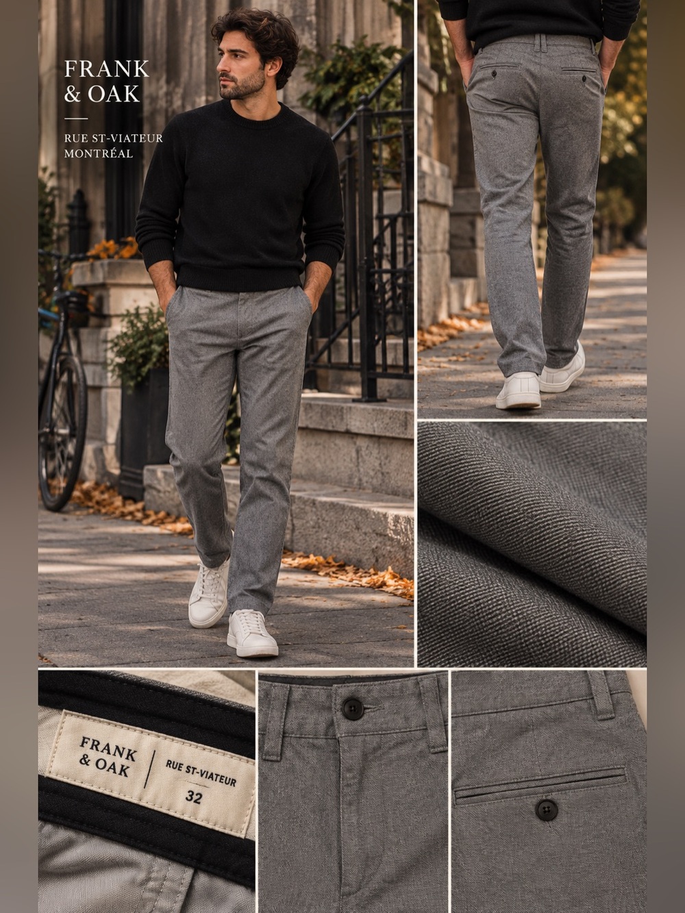 Frank & Oak | Rue St-Viateur | Houndstooth Pants | Slim Fit | 32x32 | Montreal 🍁